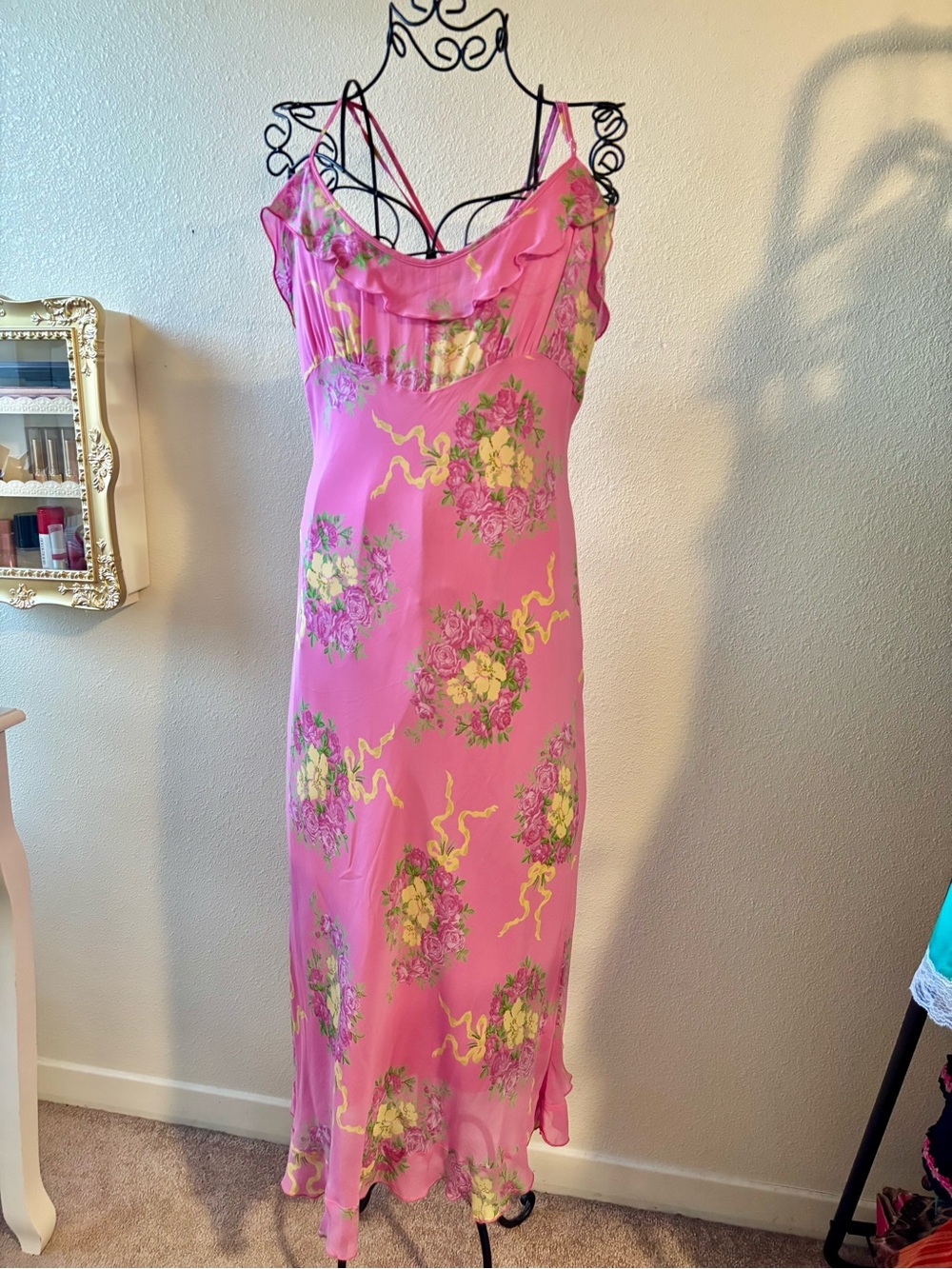 Betsey Johnson Pink Bouquet Slip Dress